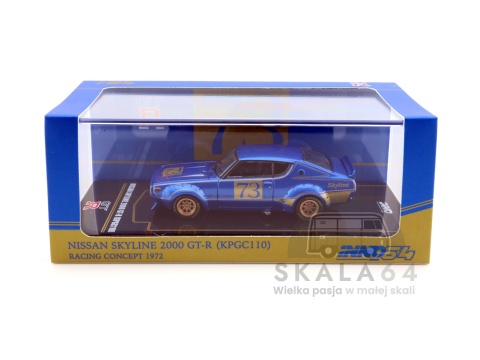 INNO64 Nissan Skyline 2000 GT-R KPGC110 Racing Concept 1972 Blue > INNO64